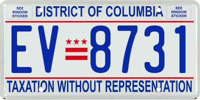 DC license plate EV8731