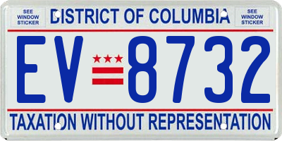 DC license plate EV8732