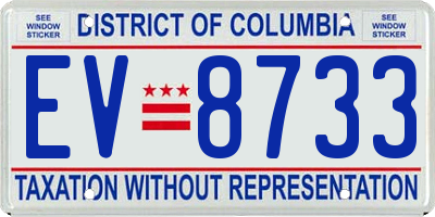 DC license plate EV8733