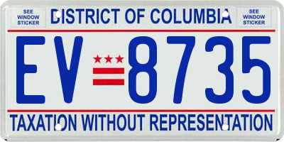 DC license plate EV8735