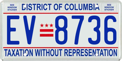 DC license plate EV8736
