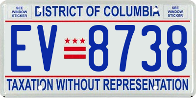 DC license plate EV8738