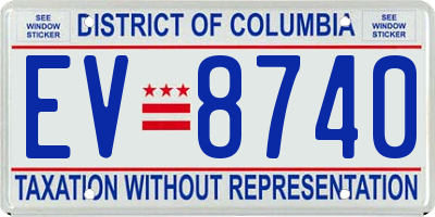 DC license plate EV8740