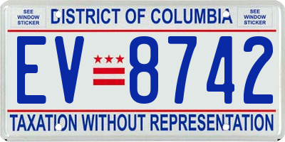 DC license plate EV8742