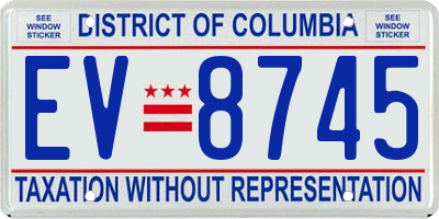 DC license plate EV8745