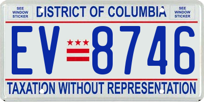 DC license plate EV8746