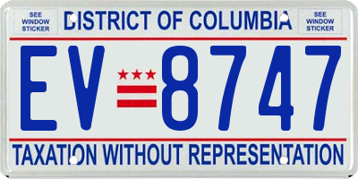 DC license plate EV8747