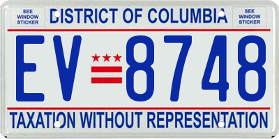 DC license plate EV8748
