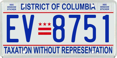DC license plate EV8751