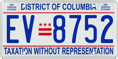 DC license plate EV8752