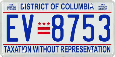 DC license plate EV8753