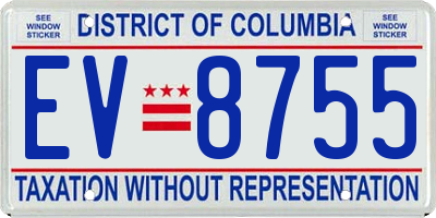 DC license plate EV8755