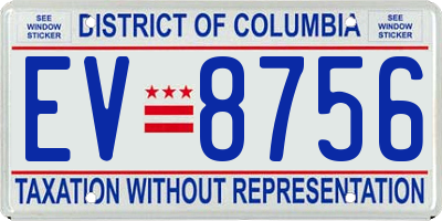 DC license plate EV8756