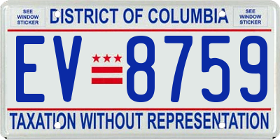 DC license plate EV8759