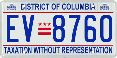 DC license plate EV8760