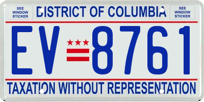 DC license plate EV8761