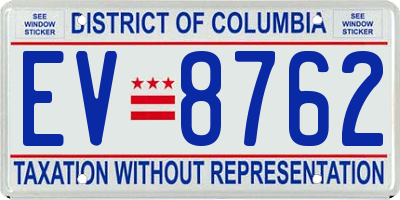 DC license plate EV8762