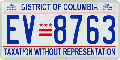 DC license plate EV8763