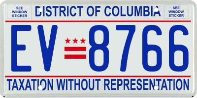 DC license plate EV8766