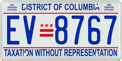 DC license plate EV8767