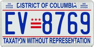 DC license plate EV8769