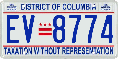 DC license plate EV8774