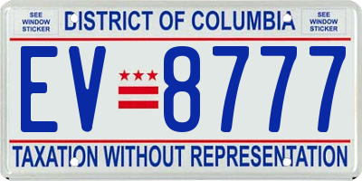 DC license plate EV8777