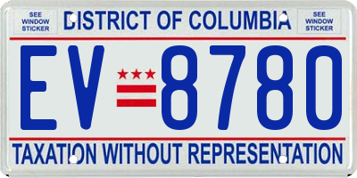 DC license plate EV8780