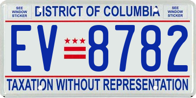 DC license plate EV8782