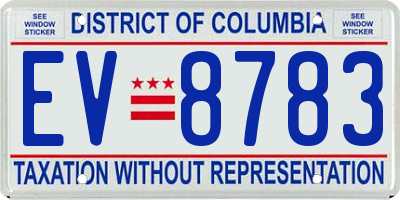 DC license plate EV8783