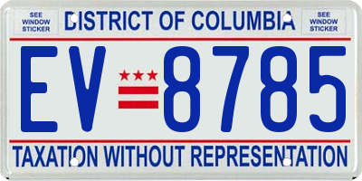 DC license plate EV8785