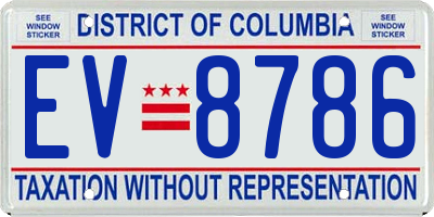 DC license plate EV8786