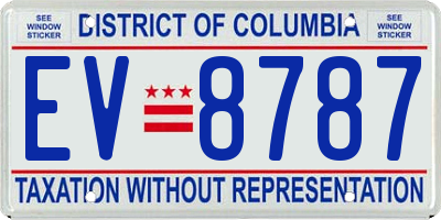 DC license plate EV8787