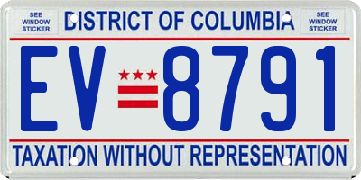 DC license plate EV8791