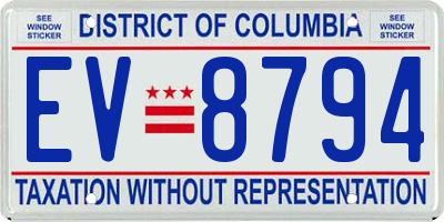DC license plate EV8794