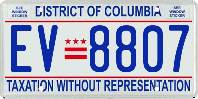 DC license plate EV8807