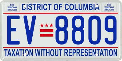 DC license plate EV8809