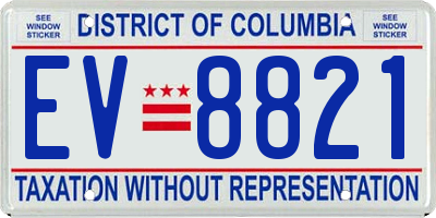 DC license plate EV8821