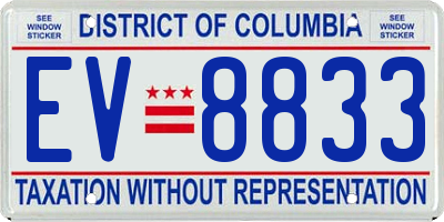 DC license plate EV8833