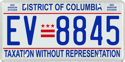 DC license plate EV8845