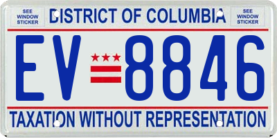 DC license plate EV8846