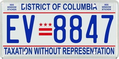 DC license plate EV8847