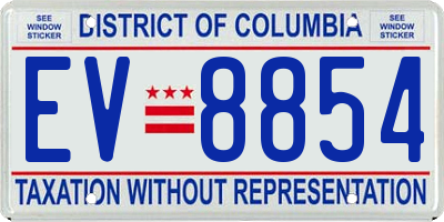 DC license plate EV8854