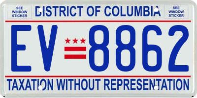 DC license plate EV8862