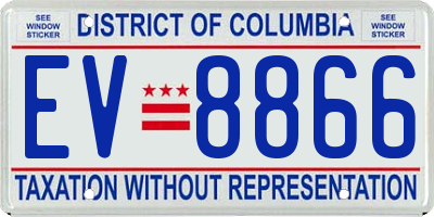 DC license plate EV8866