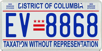 DC license plate EV8868