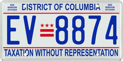 DC license plate EV8874