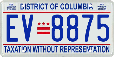 DC license plate EV8875