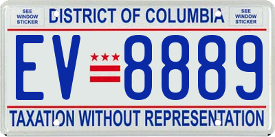 DC license plate EV8889