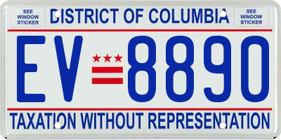 DC license plate EV8890